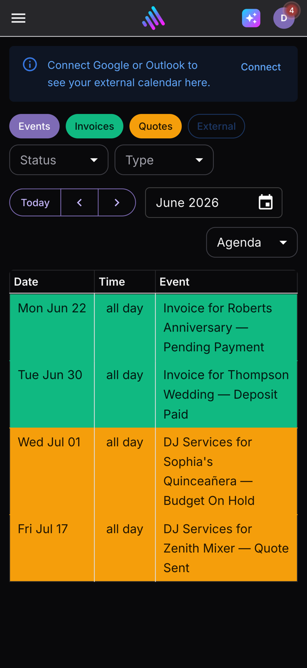 Amplify mobile calendar