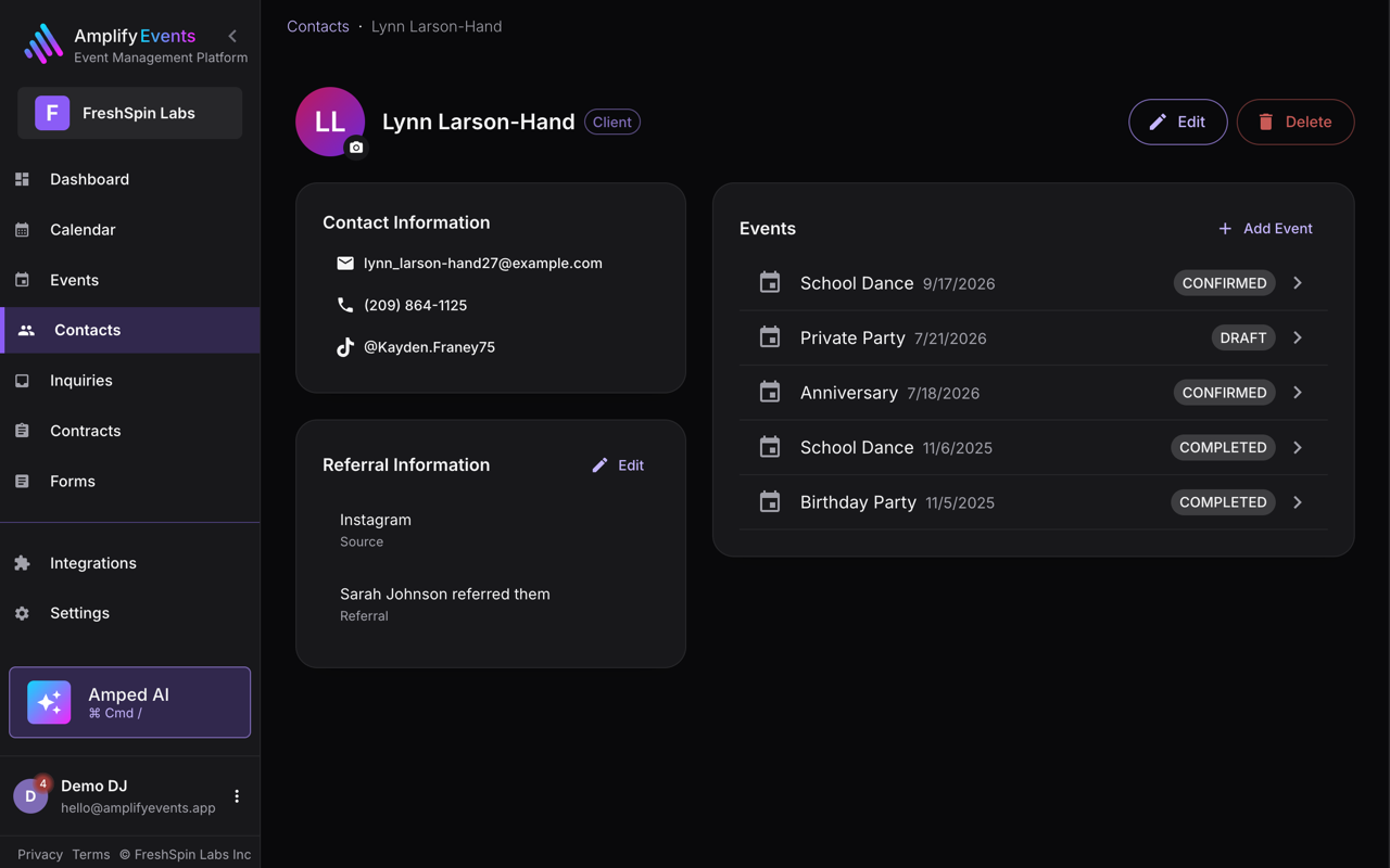 Amplify contact detail with linked events